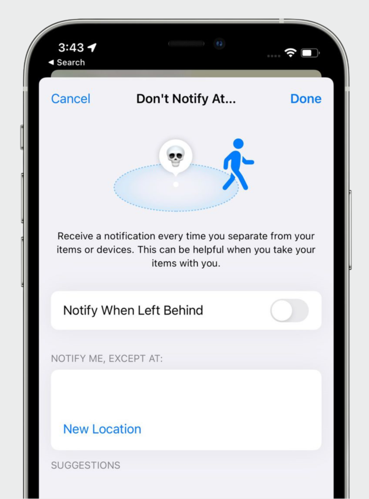 get 'left behind' alerts on apple watch