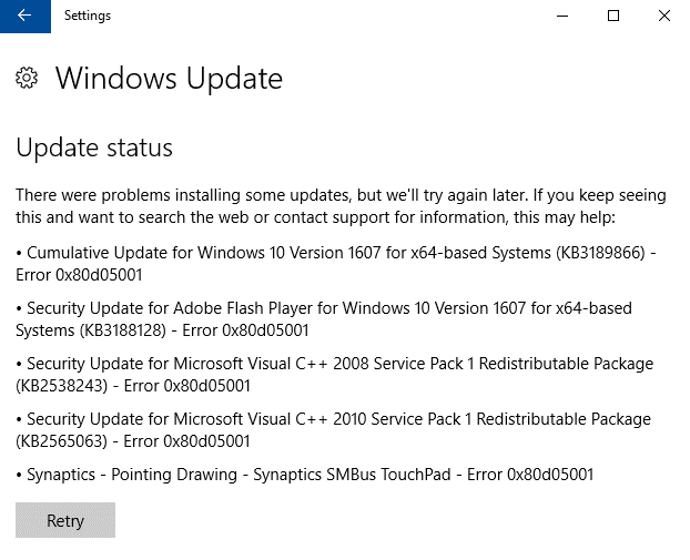 Fix Microsoft Store or Windows Update Error 0x80D05001