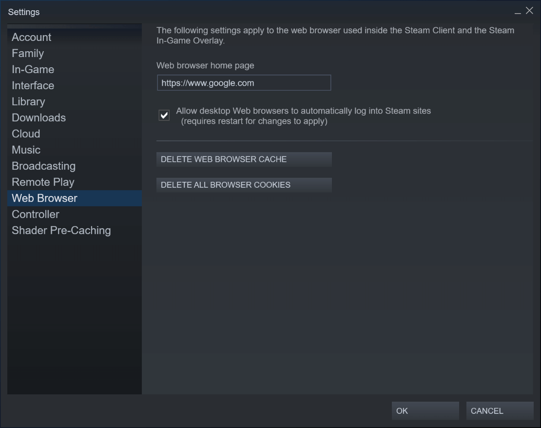 Steam error code 105